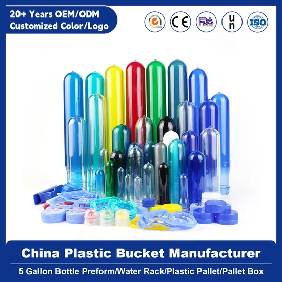 China Customized 5mm Neck 19 Litre 20 Liter 19L 20L 5 Gallon Plastic Pet Preform 100% New Plastic Mineral Water Bottle Preform